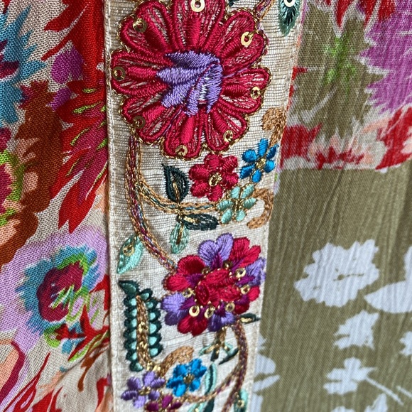 SAACHI NWT Embroidered Floral Print Maxi CoverUp  Kaftan Duster O/S - Picture 6 of 15